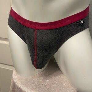 Andrew Christian Gray Briefs with Red Trim